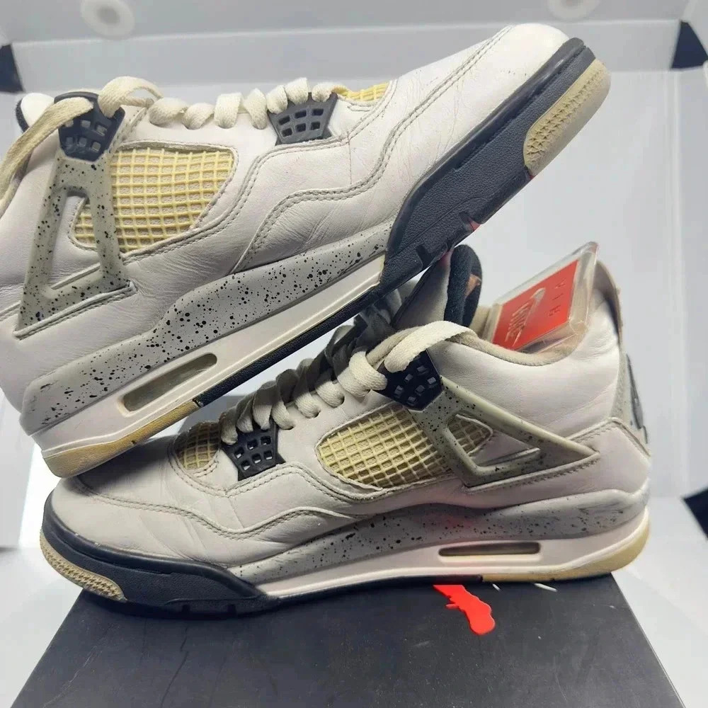 Nike Mens Air Jordan 4 Retro OG Basketball Shoes White/Black Size 9.5 840606-192 - Picture 3 of 9